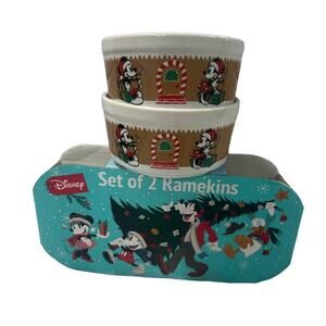 Set of 2: Disney's Christmas Gingerbread Mickey and Minnie Ramekin